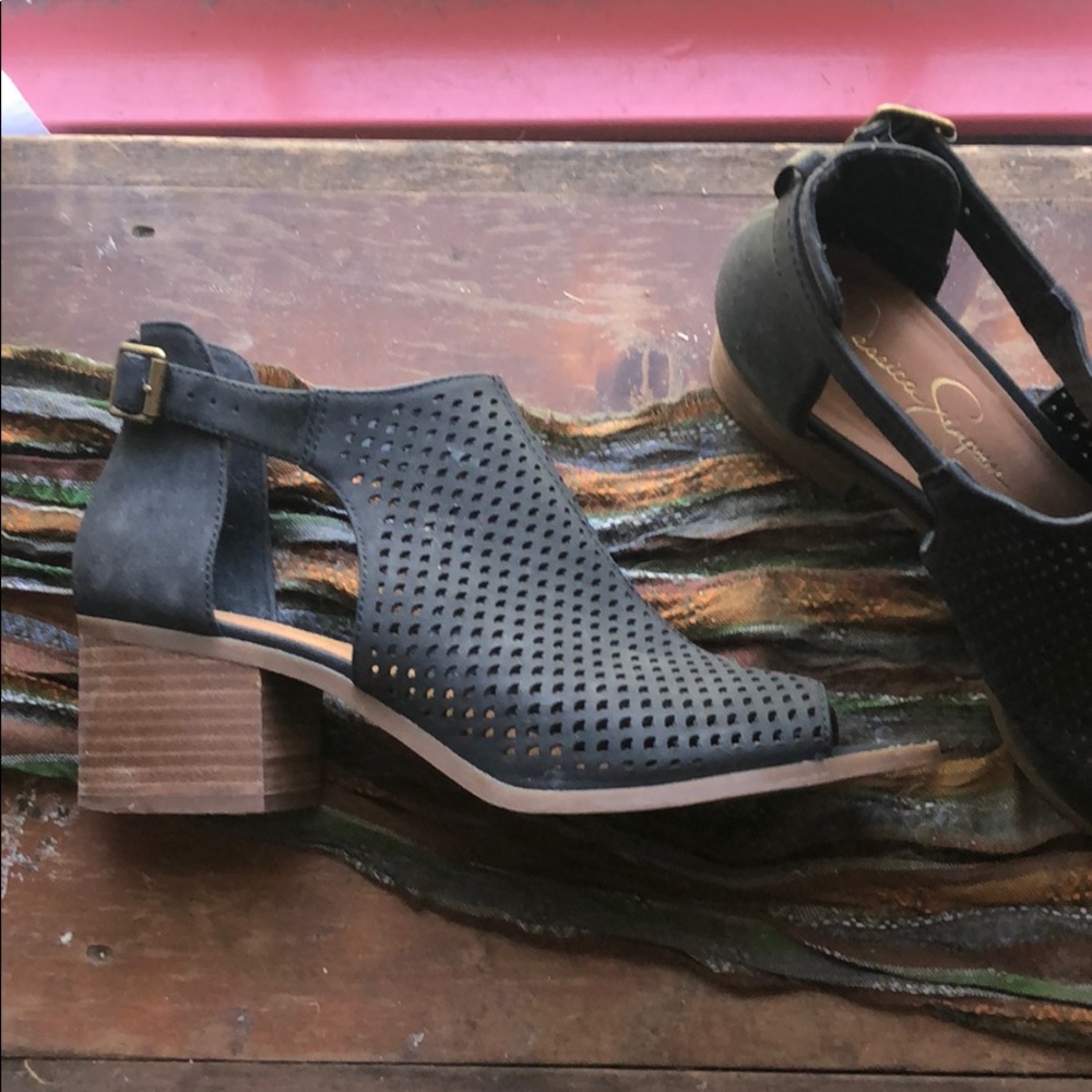 Cute summer black heeled booties